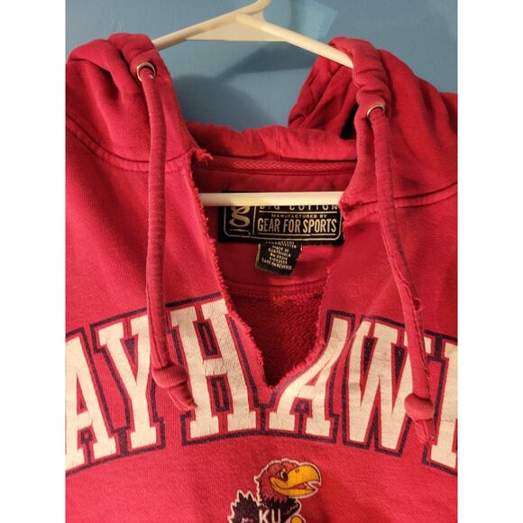 NCAA Kansas University Jayhawks Y2K Distressed Mens Pullover Hoodie Size XL - Picture 3 of 10